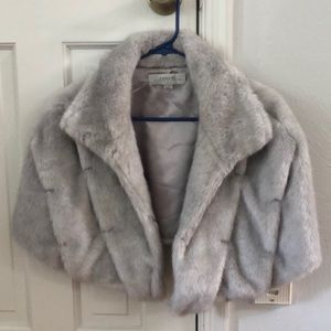 Tahari gray fur shawl